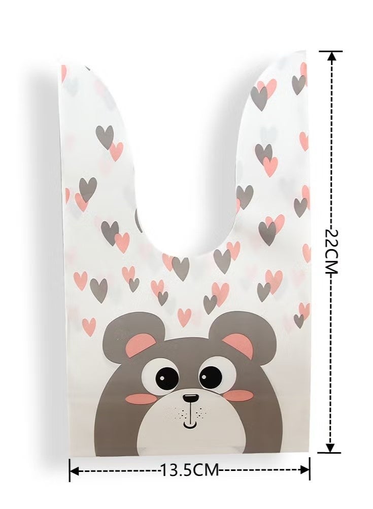 عبوة من 50 كيس حلوى وأكياس هدايا للأطفال، وأكياس هدايا للأطفال، وأكياس حلوى مطبوعة على شكل دب لطيف للأولاد والبنات، وأكياس تخزين الطعام وتغليف الهدايا لحفلات استقبال المولود وحفلات الزفاف وحفلات أعياد الميلاد - Image 4