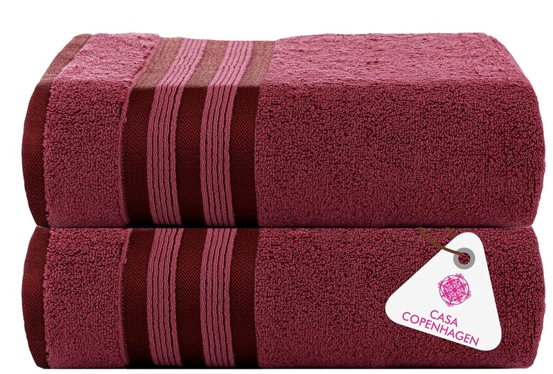 Casa Copenhagen - Egyptian Cotton Zero Twist 2 Pcs Hand Towel (40 X 60 cm) Colour : Burgundy - Image 1