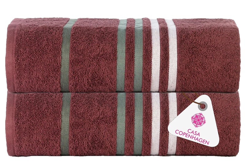 Casa Copenhagen - Egyptian Cotton Exotic 2 Pcs Hand Towel (40 X 60 cm) Colour : Burgundy - Image 1
