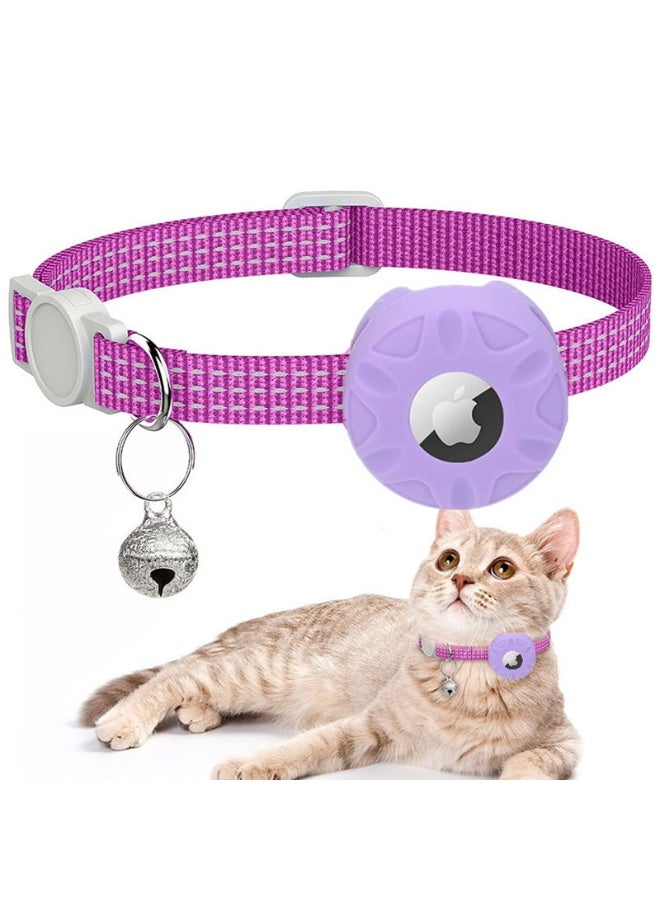 زونيكس طوق قطط لـ AirTag، طوق أمان قابل للفك مع حامل سيليكون مقاوم للماء، عاكس للضوء ومضيء في الليل، قابل للتعديل للقطط والكلاب الصغيرة - Image 1
