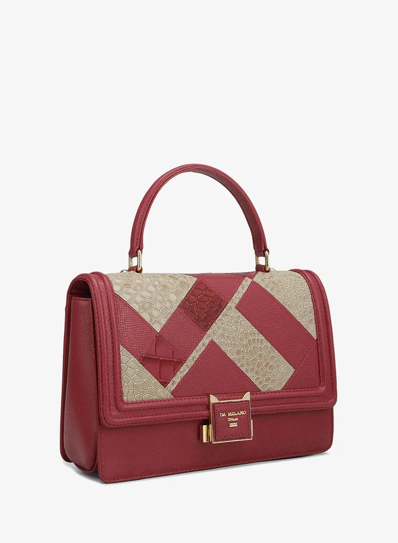 Da Milano  Small Croco Franzy Leather Satchel - Plumberry & Frost for Women | Best Price UAE