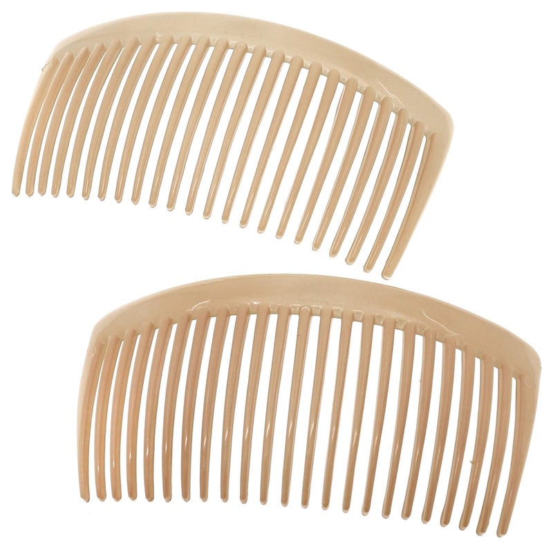 Camila Paris CP3022 French Side Combs Large Curved, Beige French Twist Hair Combs Decorative, Strong Hold Hair Clips for Women Bun Chignon Up-Do, No Slip Styling Girls Hair Accessories, Made in France