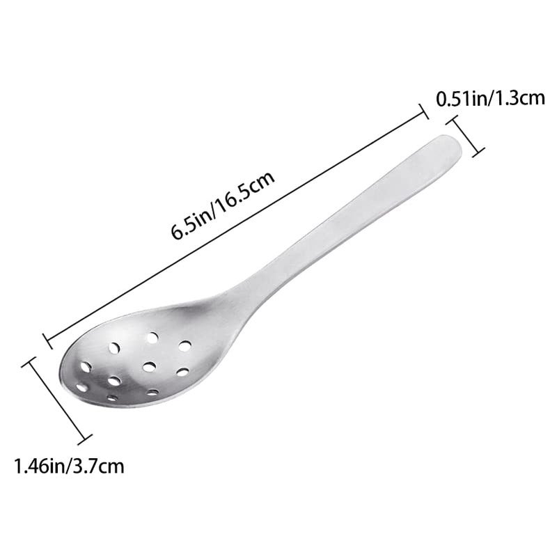 AOOSY Small Slotted Spoons,Modern Stylish Thick Heavy-weight Short handle Stainless Steel 10 Holes Durable Caviar Spoon for Soup Cereals Dips Curry Sauces Stews, Set of 2 - Image 2