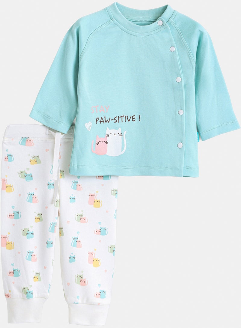 Junior Baby Girls Lovely Cat Pyjama Set - Image 1