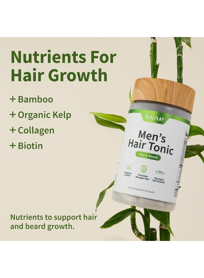 سناب للمكملات الغذائية مكمل لنمو الشعر - يعزز نمو الشعر ويوقف تساقطه ويعزز نمو اللحية بالبيوتين والطحالب والخيزران والمزيد للبشرة والأظافر والشعر (60 كبسولة) - Image 3