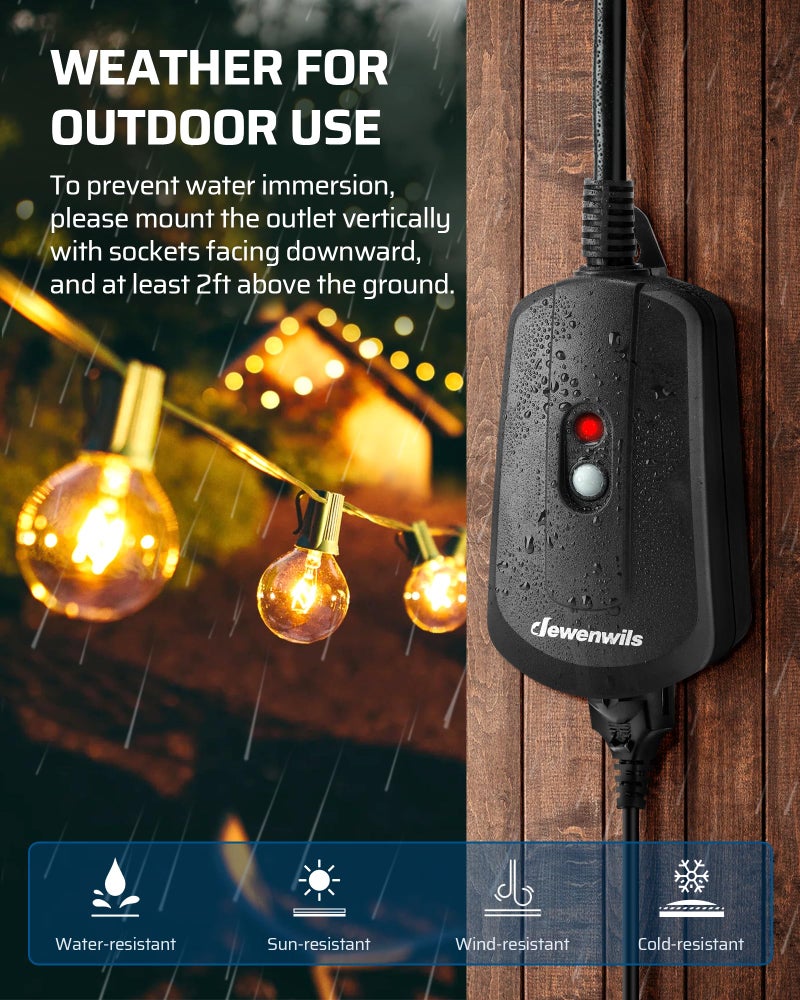 Dewenwils Remote Control Outlet With 2 Wireless Remotes  Weatherproof Remote Control Light Switch  15 Amp Heavy Duty Remote Controlled Light Switch  100 Ft  No Interference  Ul Listed - Image 4