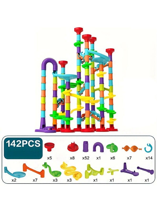 142pcs Marble Race Track Toys, Run Set, Construction Building Blocks Game for Kids Birthday Gifts, And Early Cognition, Hand Exercise, Parent-child Interaction, Distinguish Colors - Image 1