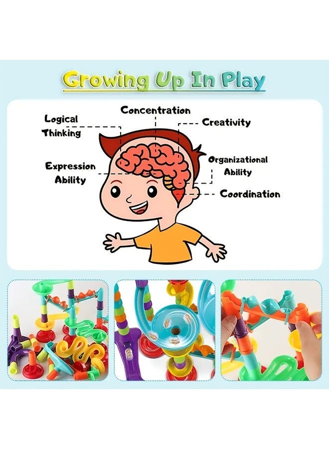 142pcs Marble Race Track Toys, Run Set, Construction Building Blocks Game for Kids Birthday Gifts, And Early Cognition, Hand Exercise, Parent-child Interaction, Distinguish Colors - Image 3