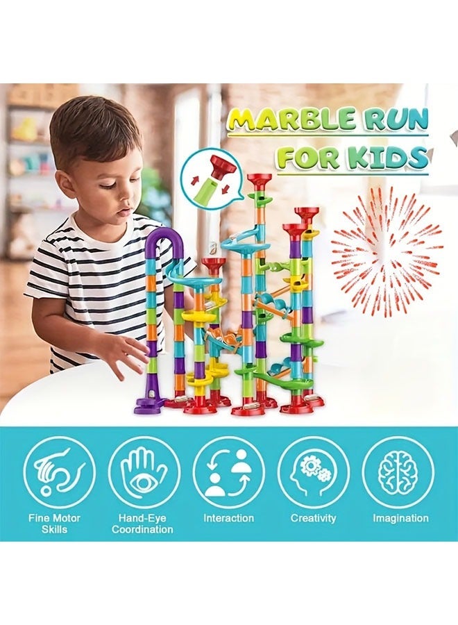 142pcs Marble Race Track Toys, Run Set, Construction Building Blocks Game for Kids Birthday Gifts, And Early Cognition, Hand Exercise, Parent-child Interaction, Distinguish Colors - Image 4