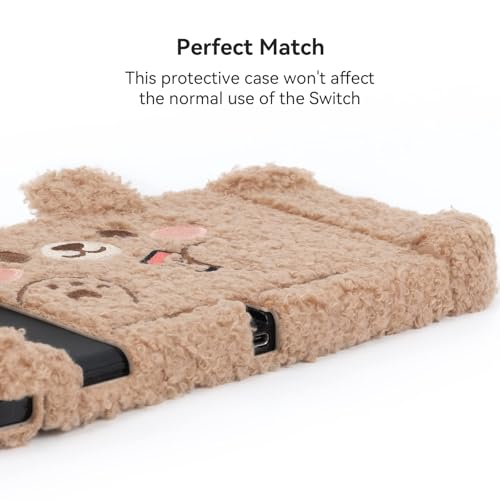 GeekShare Cute Plush Protective Case Cover Compatible with Switch - Shock-Absorption and Anti-Scratch - Plush Bear (for Switch 2017) - Image 5
