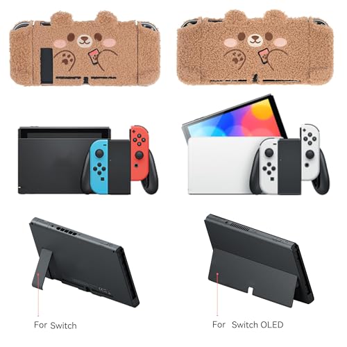GeekShare Cute Plush Protective Case Cover Compatible with Switch - Shock-Absorption and Anti-Scratch - Plush Bear (for Switch 2017) - Image 2