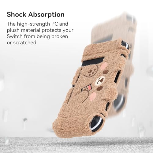 GeekShare Cute Plush Protective Case Cover Compatible with Switch - Shock-Absorption and Anti-Scratch - Plush Bear (for Switch 2017) - Image 3