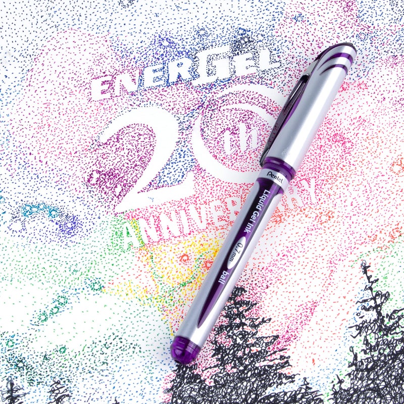Pentel EnerGel Gel Ink Pen, Medium Point, Metal Tip, Violet Ink, Box of 12 (BL57-V) - Image 4
