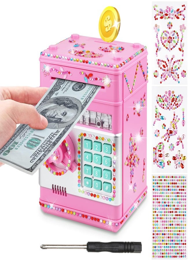 Ranphykx Piggy Bank for Kids Girls Boys with Password Code Lock Cash Coin Can Piggy Bank Girls Electronic Money Safe Bank for Kids Money Box with DIY Diamond Sticker Gift for 4 7 8 9 10 11 Year Old Boys - Image 1
