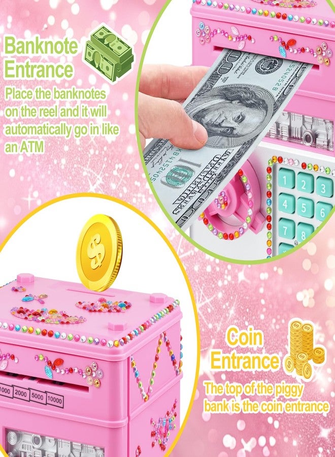 Ranphykx Piggy Bank for Kids Girls Boys with Password Code Lock Cash Coin Can Piggy Bank Girls Electronic Money Safe Bank for Kids Money Box with DIY Diamond Sticker Gift for 4 7 8 9 10 11 Year Old Boys - Image 2