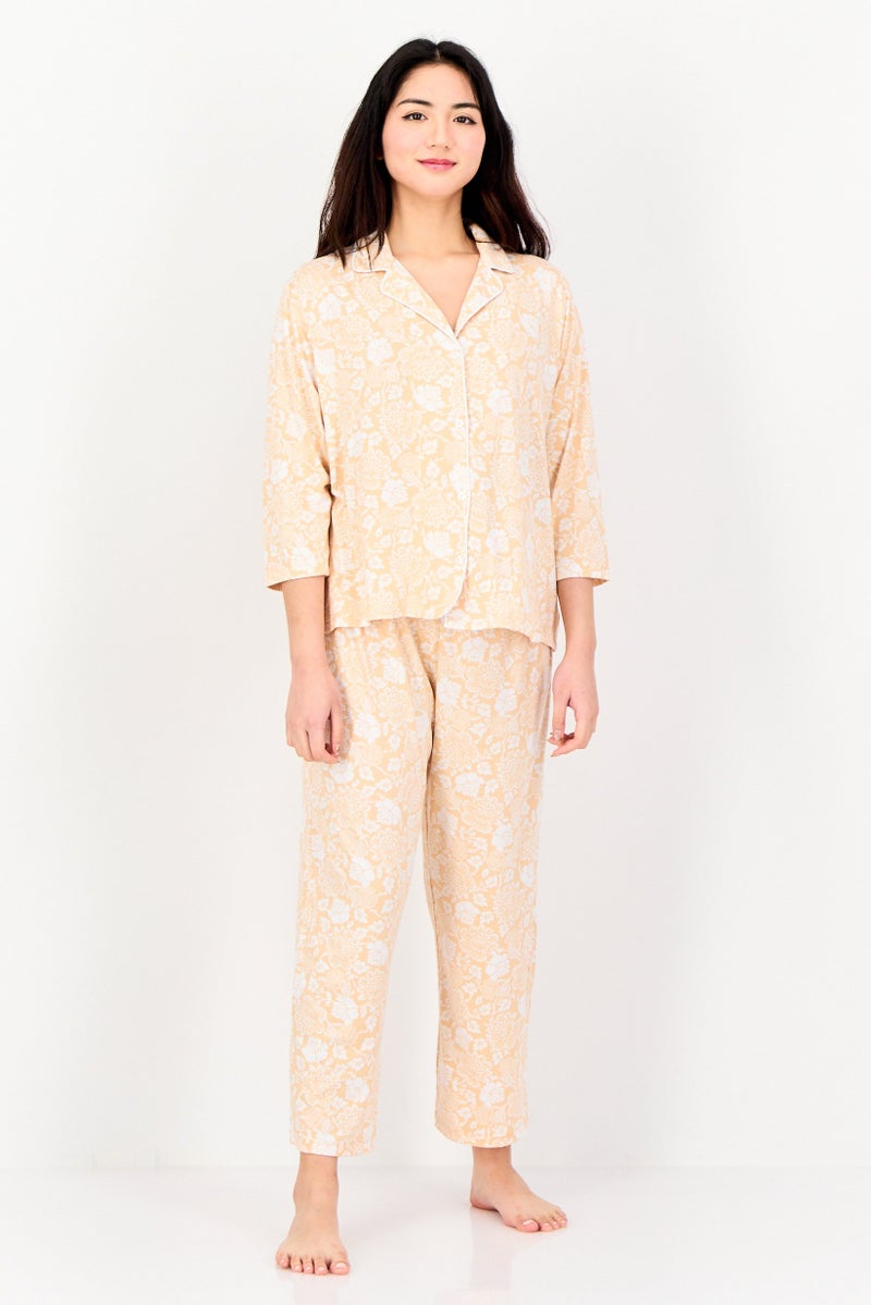 Jones New York Women 2 Pcs Floral Print Top And Bottom Pyjama Set, Multicolor - Image 1