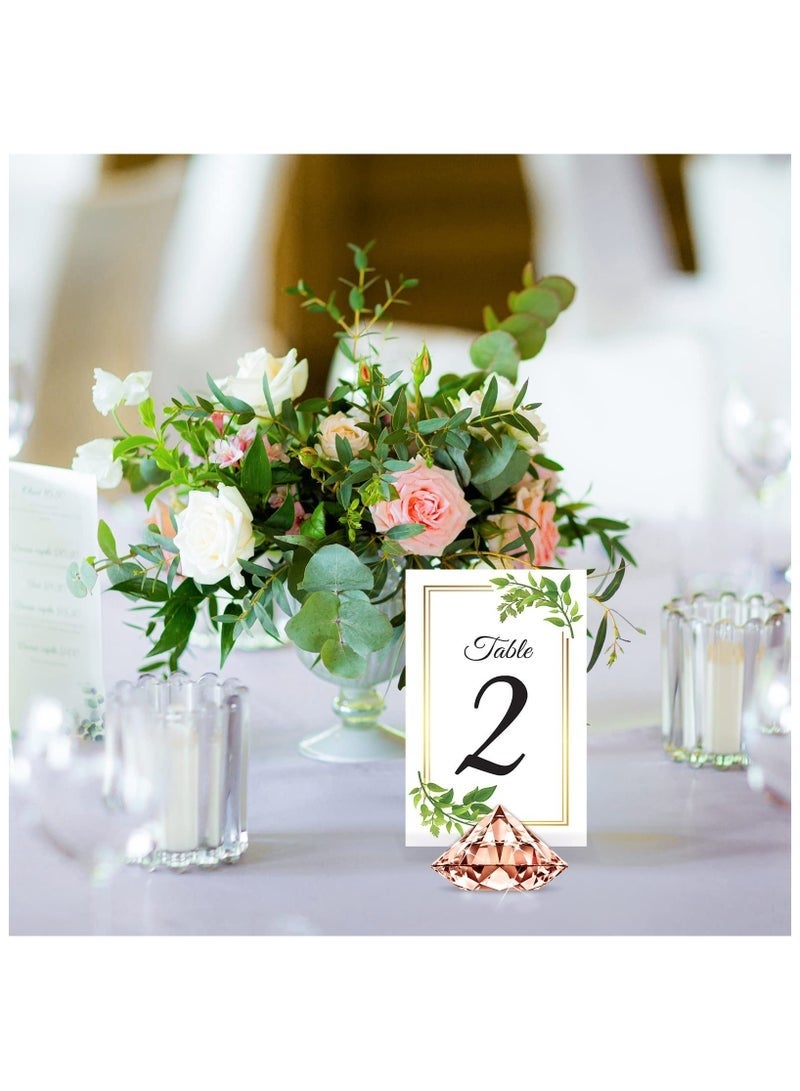 Bukela 24 Pack Rose Gold Diamond Place Card Holders Stands Table Number Holder Harp-Clip Acrylic Crystal Table Card Stands for Wedding Party Decoration Baby Shower Table Decoration - Image 5