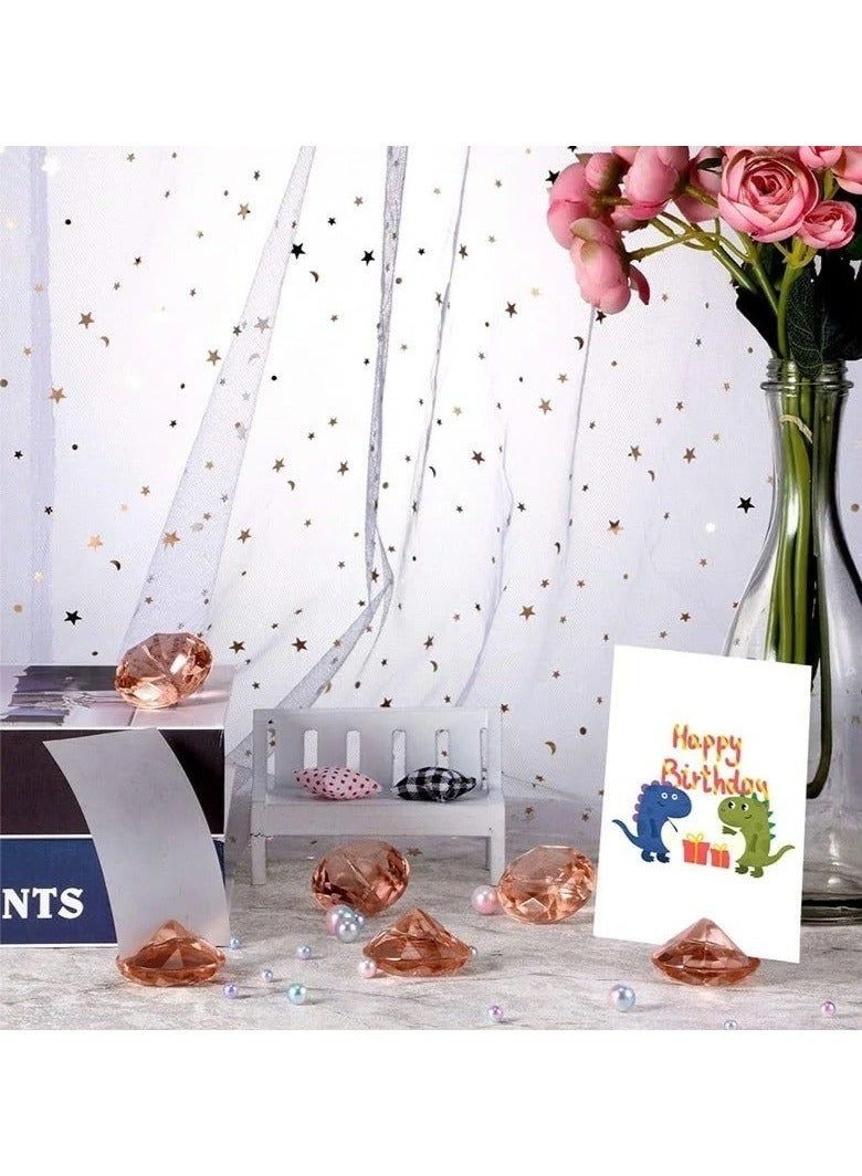 Bukela 24 Pack Rose Gold Diamond Place Card Holders Stands Table Number Holder Harp-Clip Acrylic Crystal Table Card Stands for Wedding Party Decoration Baby Shower Table Decoration - Image 2