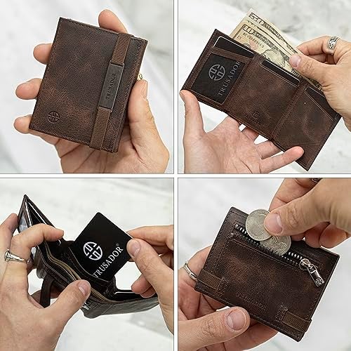 TRUSADOR Marseille Rfid Leather Wallet for Women and Men Includes ID Window, Detachable Mirror, Holds Bills, Cards, Includes Coin Pocket, Holds Cash (Brown) - Image 5