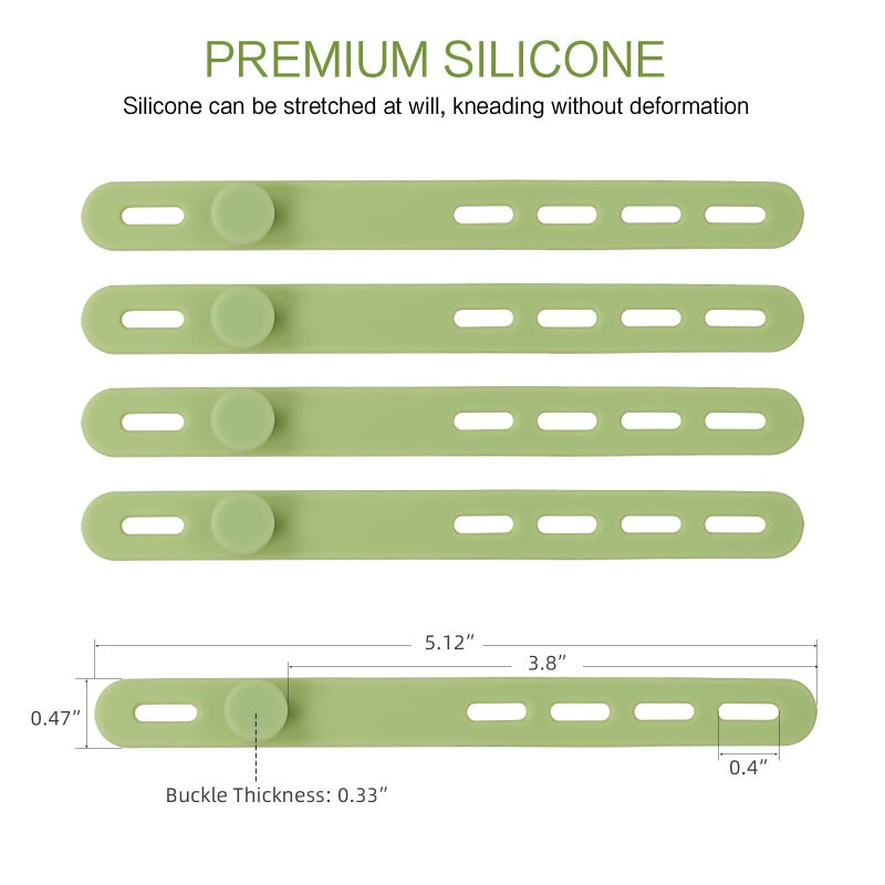 Donruby 24Pcs Silicone Cable Ties - Reusable & Washable with Locking Buckles, Adjustable Fastening Cable Management Straps, Multi-Purpose High Elasticity Cord Organizer (Matcha Green) - Image 2