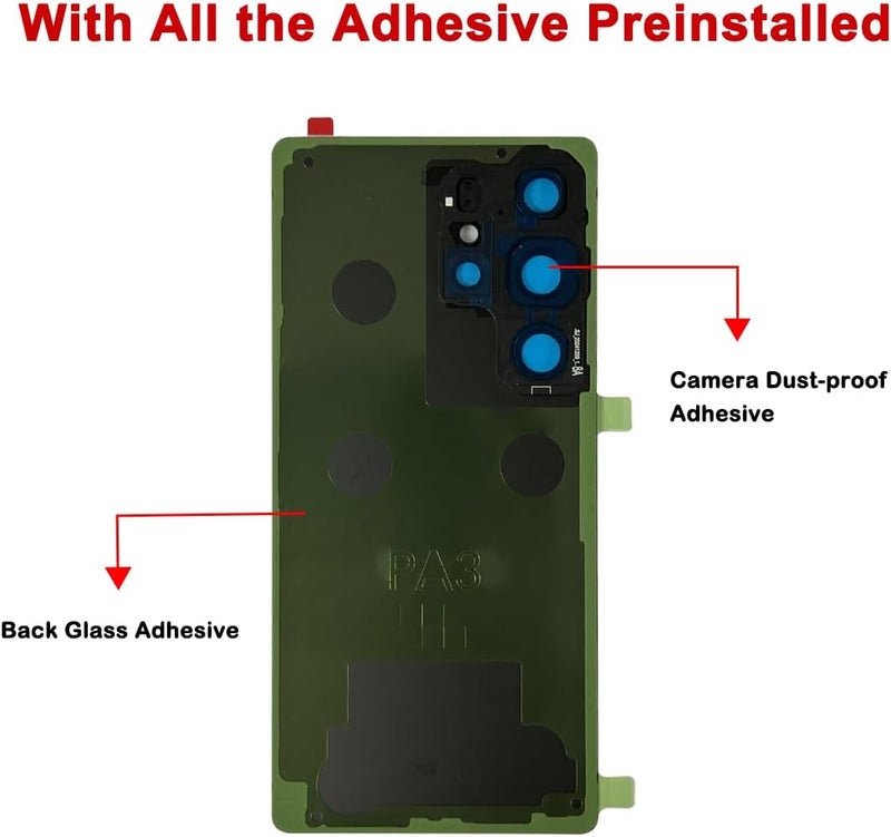 Perzework استبدال زجاج خلفي لجهاز سامسونج جالاكسي S25 ألترا 6.9 بوصة مع مجموعة أدوات الإصلاح (تيتانيوم فضي أزرق) - Image 4