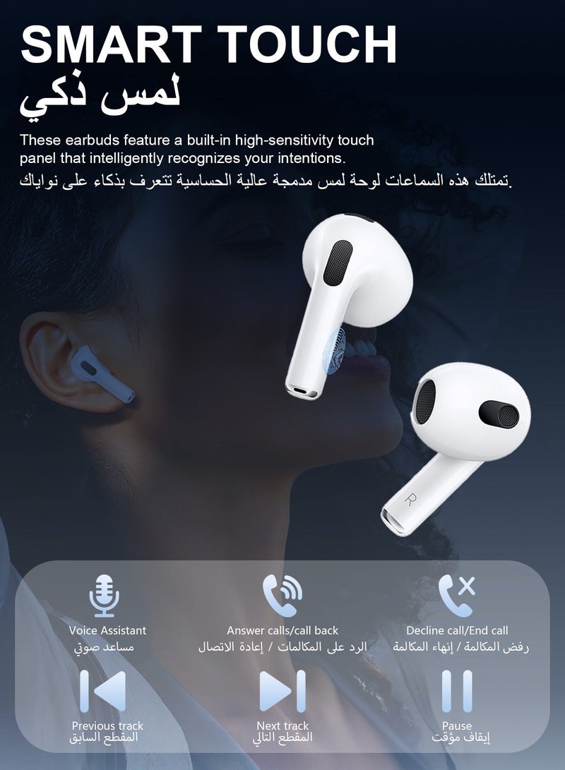 DUDAO U4S TWS Wireless Earbuds Bluetooth 5.3, In-Ear Design with Touch Control & Type-C Charging – White - Image 2