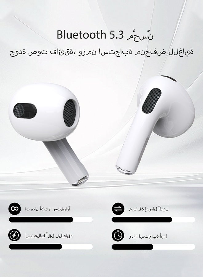 دوداو سماعات أذن لاسلكية U4S TWS بتقنية بلوتوث 5.3 داخل الأذن مع تحكم باللمس وصوت HiFi وشحن Type-C – أبيض - Image 2