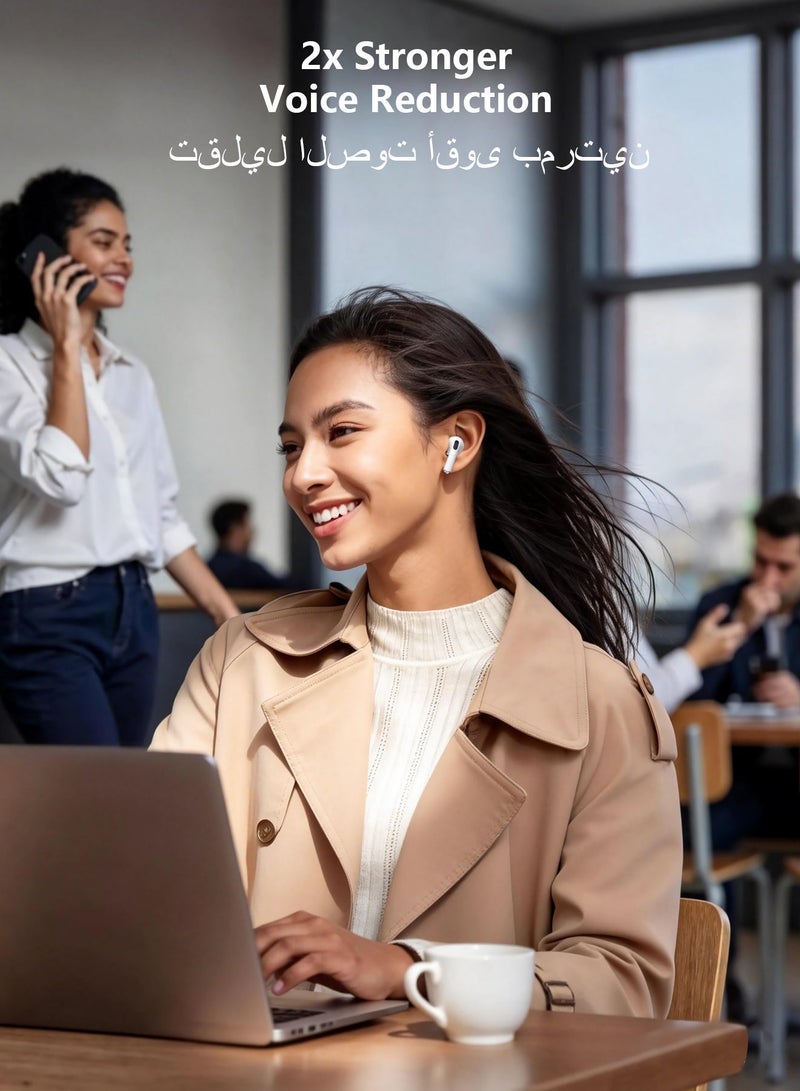 دوداو سماعات أذن لاسلكية U4S TWS بتقنية بلوتوث 5.3 داخل الأذن مع تحكم باللمس وصوت HiFi وشحن Type-C – أبيض - Image 4