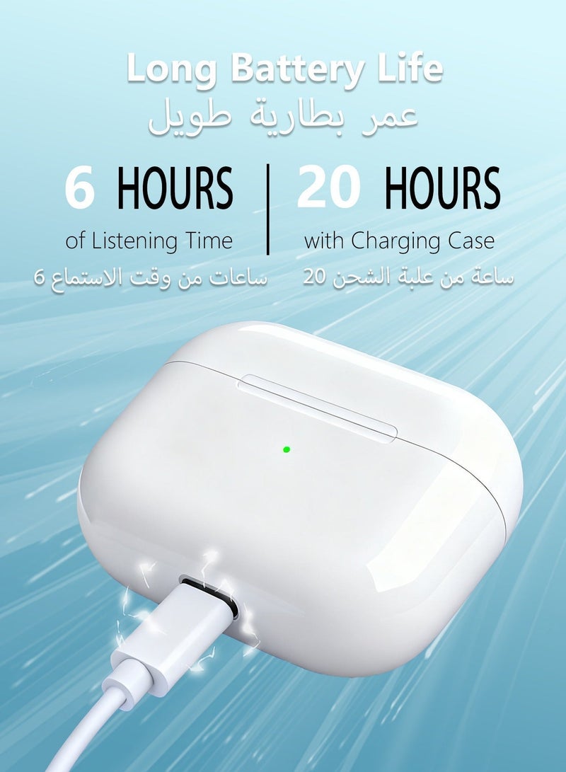 دوداو سماعات أذن لاسلكية U4S TWS بتقنية بلوتوث 5.3 داخل الأذن مع تحكم باللمس وصوت HiFi وشحن Type-C – أبيض - Image 5