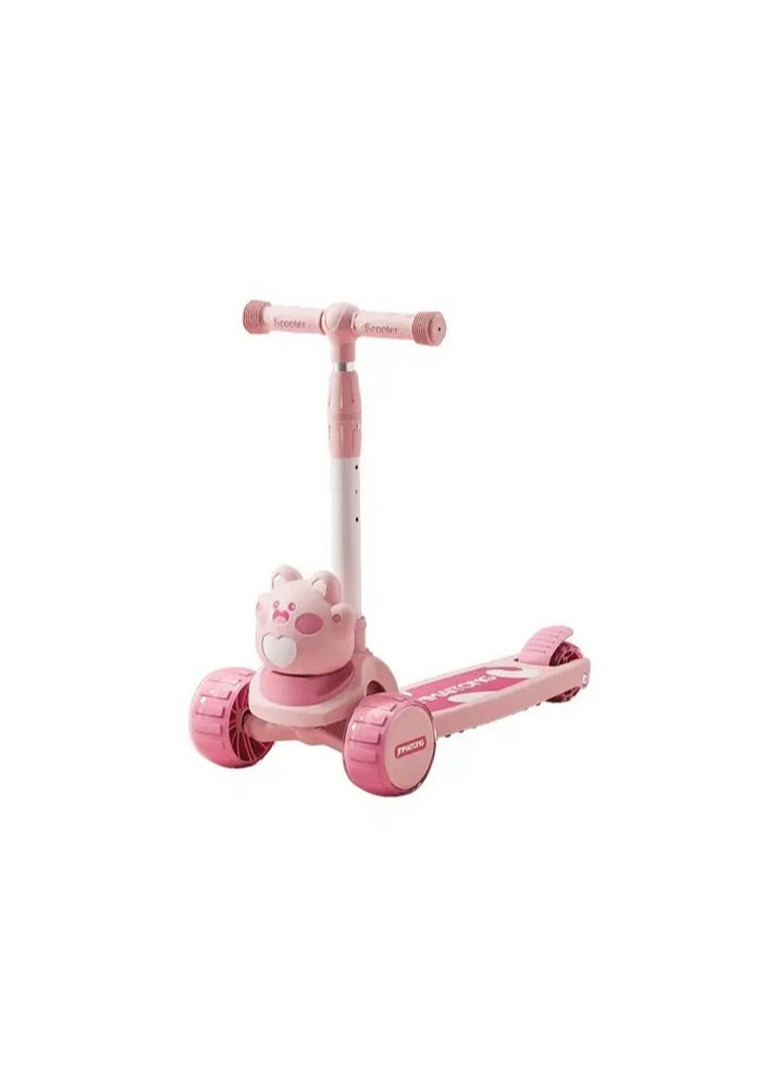 Generic - This attractive three-wheeled kids' scooter features a fun bear design on the front. It features wide wheels for added stability and a comfortable handlebar for children. Suitable for light exercise and safe indoor and outdoor play, it's an ideal choice for developing little ones' balance and motor skills. - Image 1