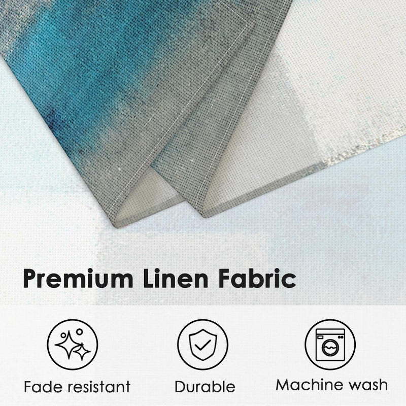 Emvency Farmhouse Placemats Set of 4, 12x18 Inch Modern Teal and Grey Abstract Art Painting Table Mats for Outdoor Home Party Kitchen Dining Decoration - Image 3