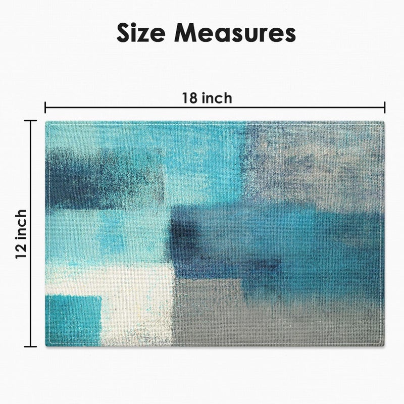 Emvency Farmhouse Placemats Set of 4, 12x18 Inch Modern Teal and Grey Abstract Art Painting Table Mats for Outdoor Home Party Kitchen Dining Decoration - Image 2