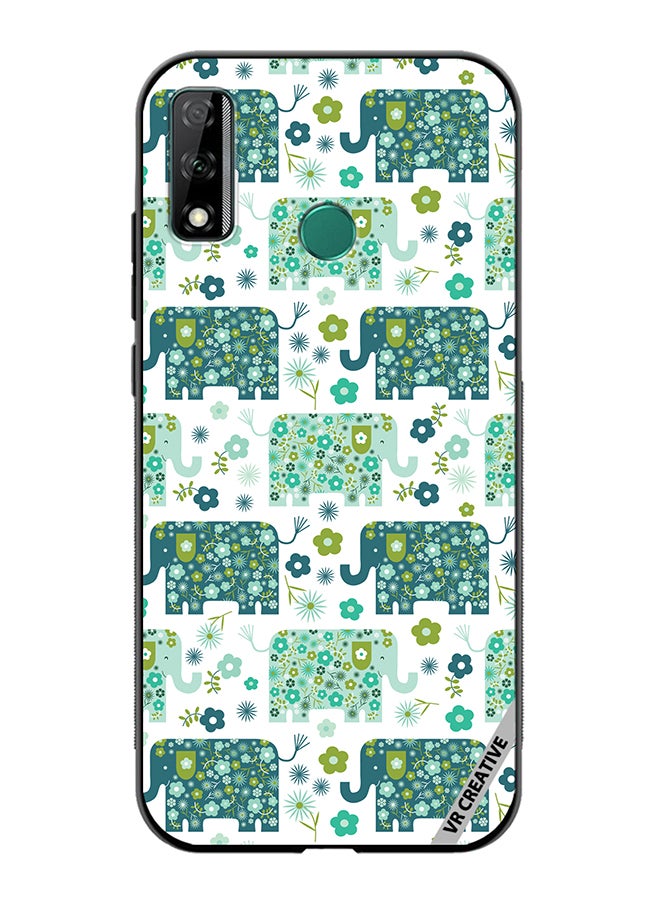 VR CREATIVE Protective Case Cover For Huawei Y8s Cute Elephant Green Design Multicolour - Image 1