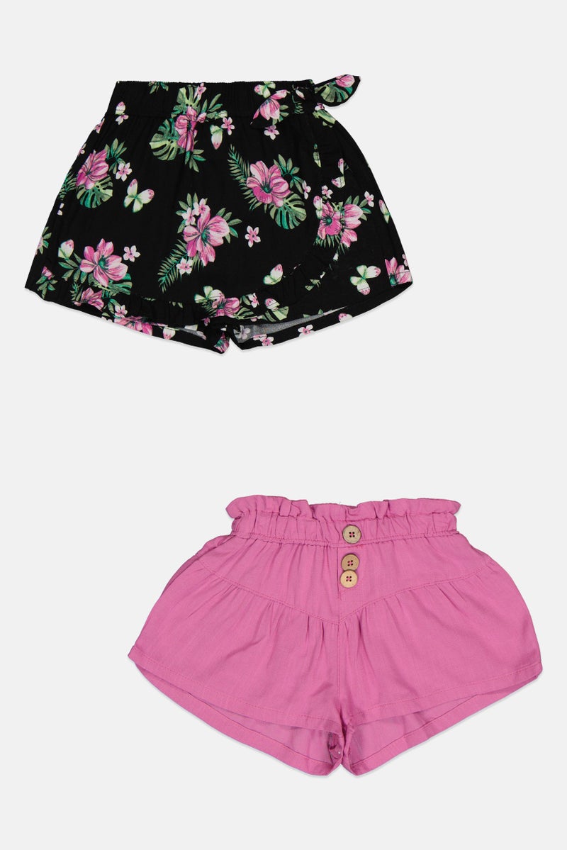 Nanette lepore Toddlers Girl 2Pcs Floral Print Basic Shorts, Multicolor - Image 2