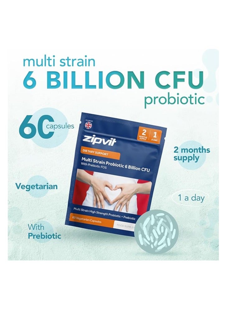 Zipvit Probiotic – 6 Billion CFU with Prebiotic – 5 Strain Formula for Gut Health – 60 Vegetarian Capsules for Men & Women – 2 Month Supply - Image 2