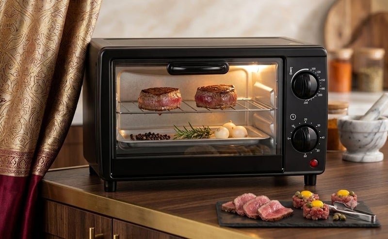 Mini Toaster Oven for Home, Black, 60 Minutes Timer, 250℃ Temperature, Suitable for Baking and Roasting - Image 1