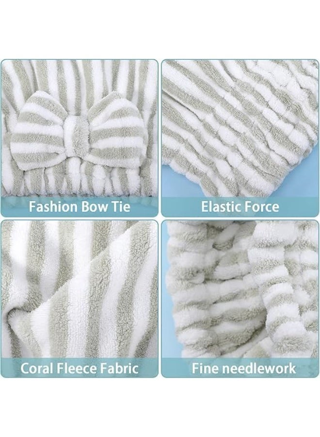 قطعتان من غطاء منشفة الشعر من الألياف الدقيقة، قبعات تجفيف الشعر مع عقدة فيونكة، غطاء سريع الجفاف ماص للنساء، غطاء منشفة ناعم لتجفيف الشعر، سريع الجفاف - Image 4