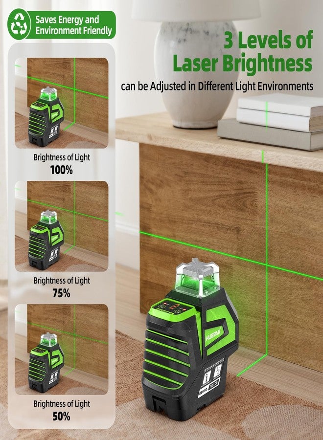 Huepar Self Leveling Laser Level Green Cross Line Laser with 2 Plumb Dots Laser Tool -360° Horizontal Line Plus 140° Vertical Level Laser with Up & Down Points -Magnetic Bracket&AA Batteries Included - Image 5