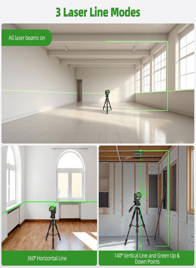 Huepar Self Leveling Laser Level Green Cross Line Laser with 2 Plumb Dots Laser Tool -360° Horizontal Line Plus 140° Vertical Level Laser with Up & Down Points -Magnetic Bracket&AA Batteries Included - Image 2