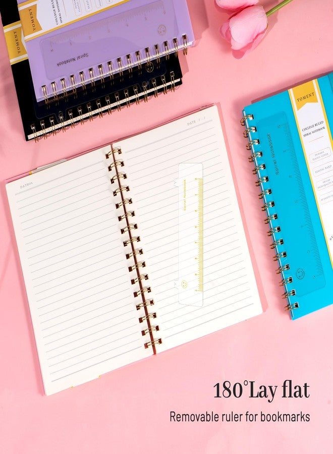 Yoment Spiral Notebook College Ruled A5 Spiral Bound Journal 160 Pages Thick Paper Plastic Hardcover Spiral Notebook 5x7 Wire Bound Notebooks for Note Taking School Office Supplies,Pink - Image 5