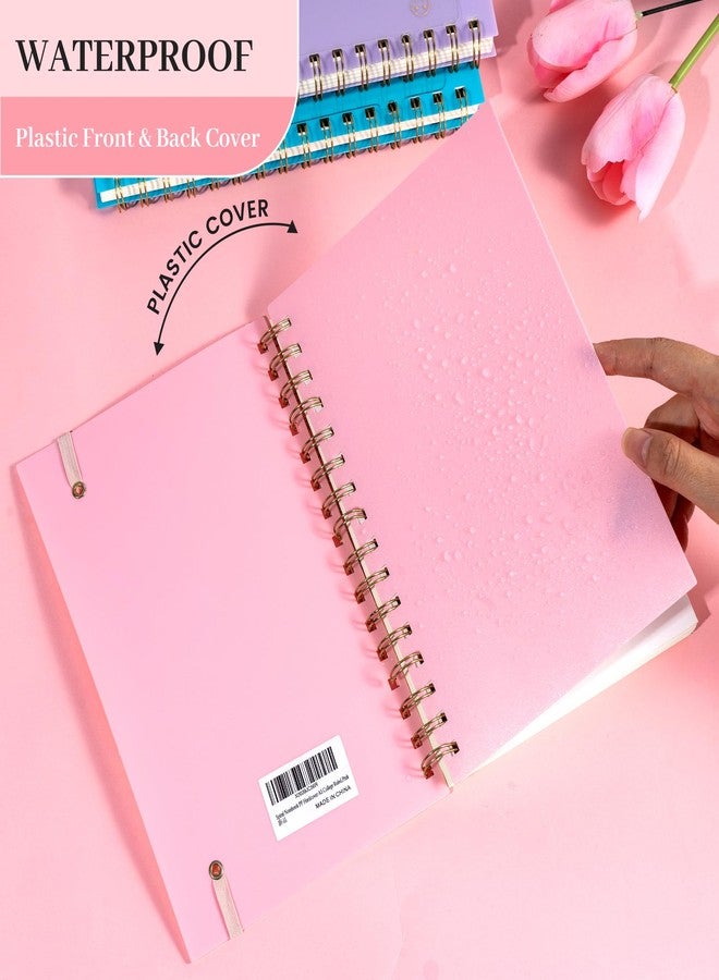 Yoment Spiral Notebook College Ruled A5 Spiral Bound Journal 160 Pages Thick Paper Plastic Hardcover Spiral Notebook 5x7 Wire Bound Notebooks for Note Taking School Office Supplies,Pink - Image 3