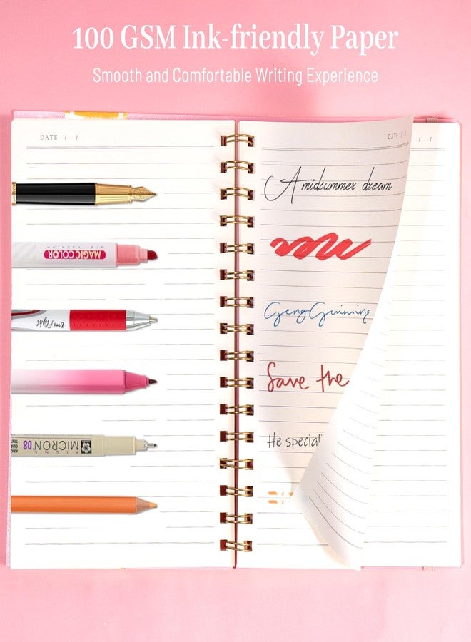 Yoment Spiral Notebook College Ruled A5 Spiral Bound Journal 160 Pages Thick Paper Plastic Hardcover Spiral Notebook 5x7 Wire Bound Notebooks for Note Taking School Office Supplies,Pink - Image 4