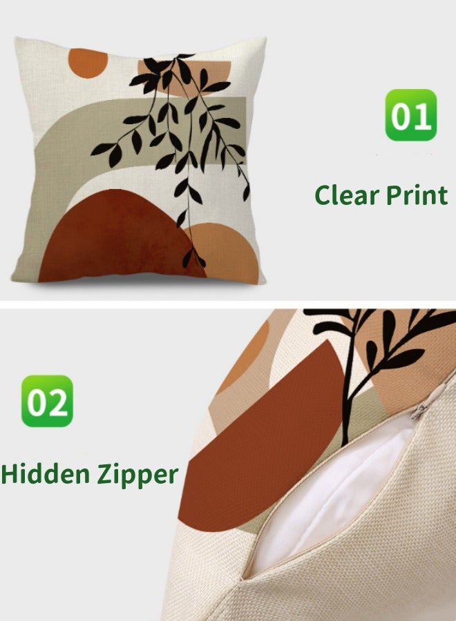 Optico 4PCS Square Boho Sofa Pillow Cover Set, Set of 4 Pillow Covers, Throw Pillow Covers 45 x 45cm, Decor Pillowcase Linen Cushion Cover Boho Leaves Cushion Case Pillow Shells Pillow Protectors for Bed Couch Sofa Home Decor (Cover ONLY) - Image 4