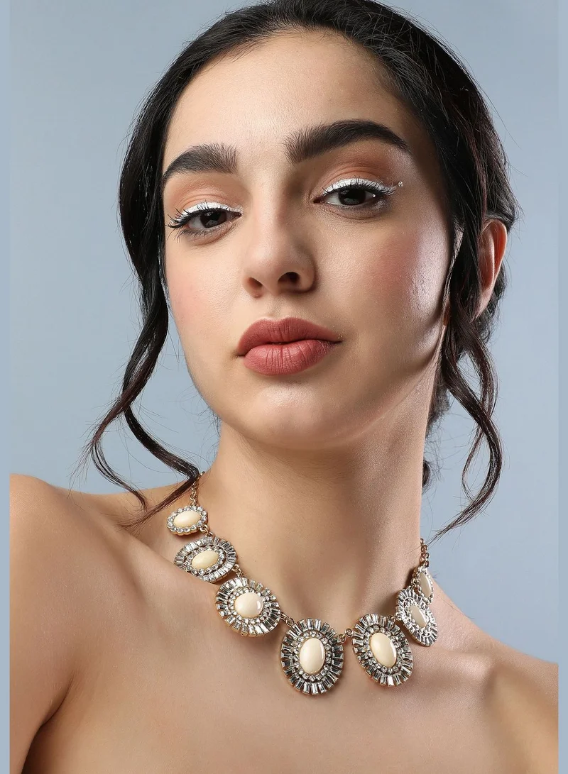 سوهي عقد للحفلات مزينة باحجار مطلية بالذهب للنساء