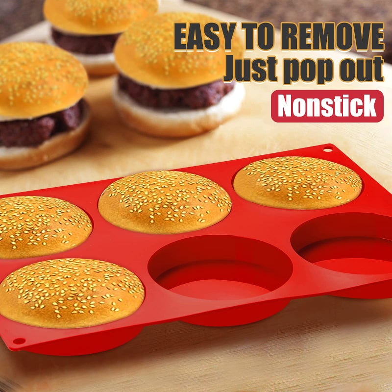 Dootafy Hamburger Bun Molds 2 Pack Silicone Baking Pans, 4 Inch Muffin Top Pan Egg Sandwish Mold Small Layer Cake Molds Round Disc Pan for Mini Cake, Jumbo Muffin Top, Bun, Custard, Tart, Resin Coaster - Image 3