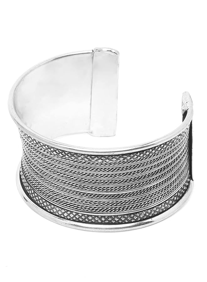YouBella Jewelery Oxidised Silver Cuff Bracelet Bangle For Girls And Women Style 2  - Image 3