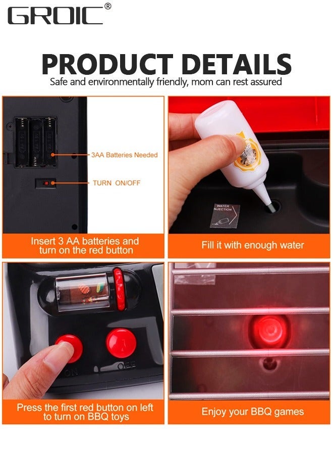 GROIC BBQ Play Set Toys for Kids, Barbecue Playset Food Cooking Kitchen with Sound Light, Pretend - Image 3