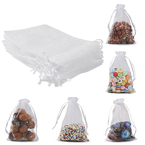 ANZNKU 50 Pack Organza Bags 4 x 6 inch Small Bags, Favor Bag, Sheer Mesh Bag, White Gift Pouches with Drawstring, Organza Favor Pouches, Packaging Pouch for Wedding Party Christmas - Image 5