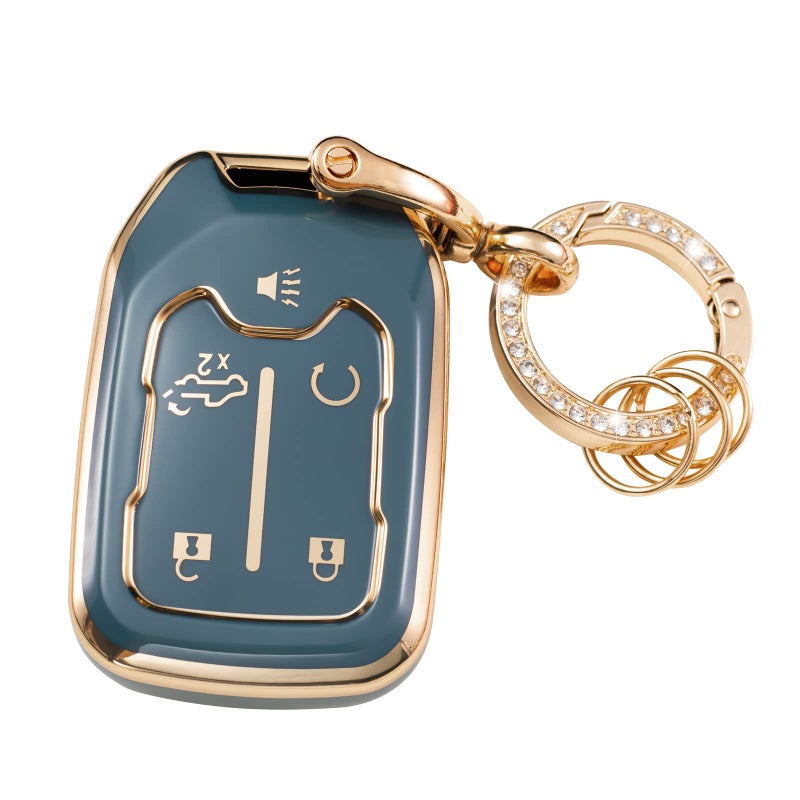 Gematay for GMC Key Fob Cover, Car Key Case Shell Protector for 2019-2022 Chevy Silverado GMC Sierra 1500 2500HD 3500HD, Blue - Image 1