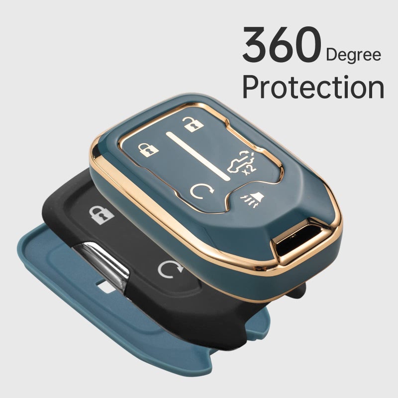 Gematay for GMC Key Fob Cover, Car Key Case Shell Protector for 2019-2022 Chevy Silverado GMC Sierra 1500 2500HD 3500HD, Blue - Image 5